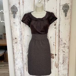 The Limited Collection Size 6 Woman's Brown Satin Pocketed  Career Sheath Dress
